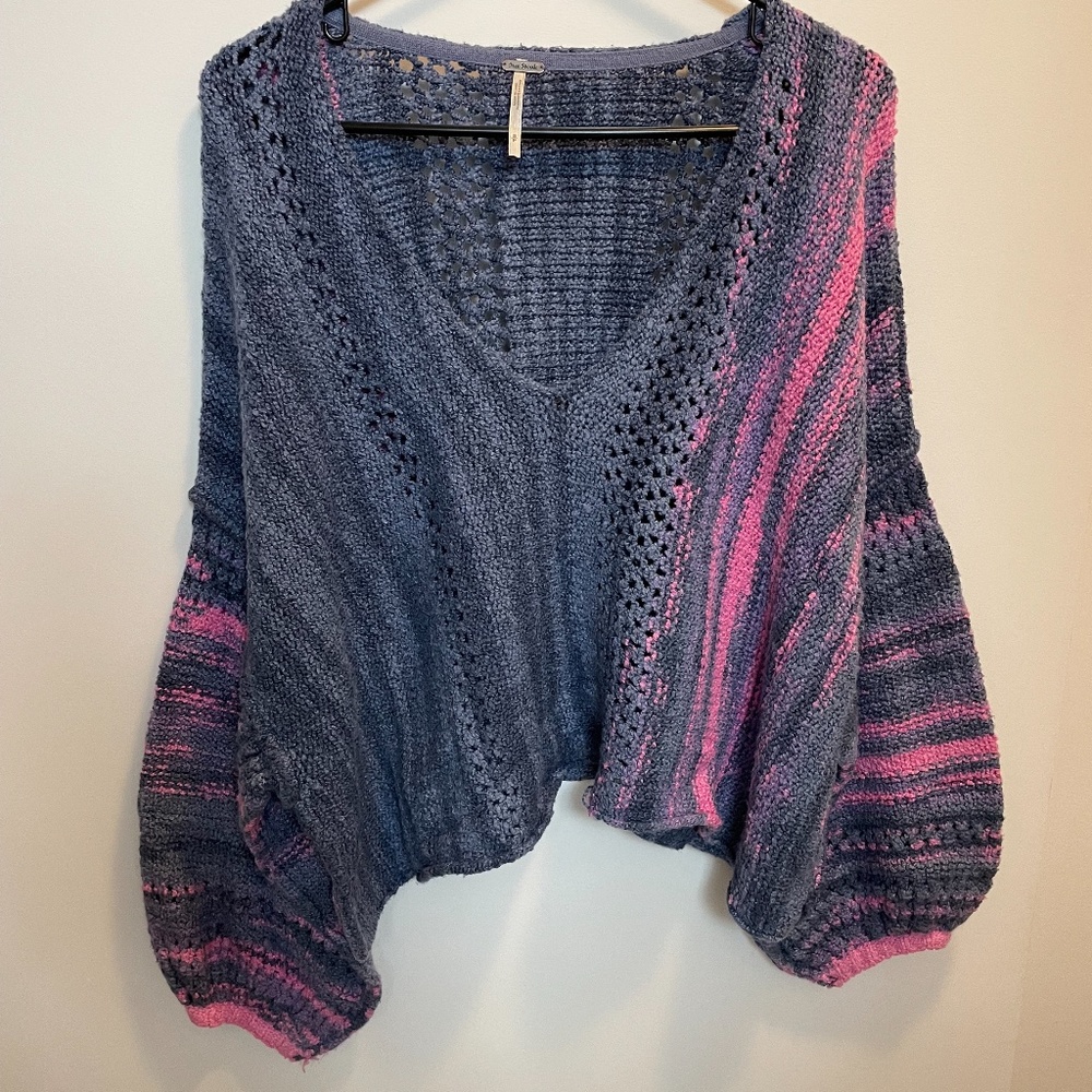 Free People Amethyst Sweater in Blue Combo, Size Small